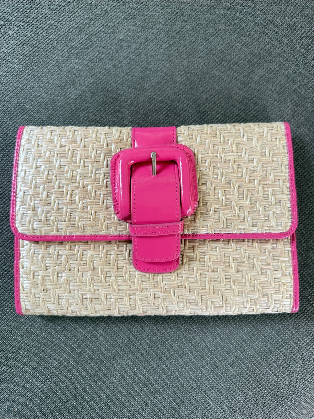 Vintage Relativity Woven Straw Clutch Purse